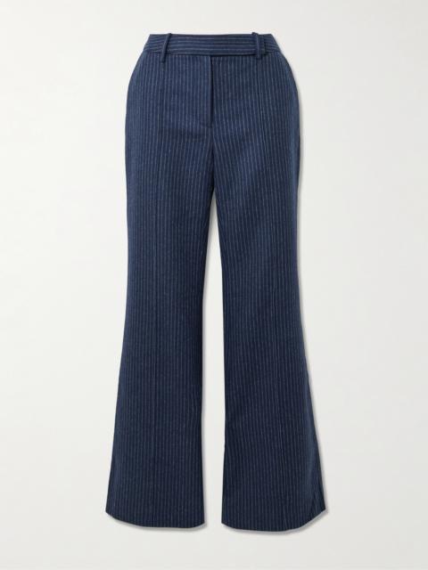 Tristan Pinstriped Brushed Wool-blend Flared Pants