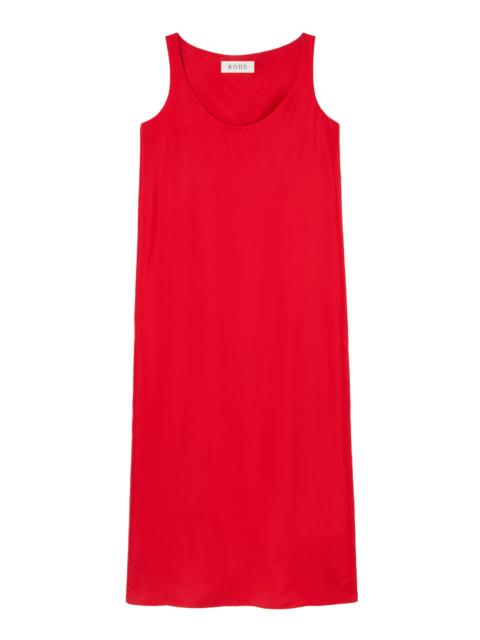 Silk Scoop-Neck Maxi Dress red