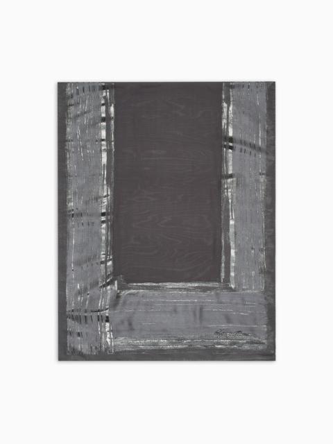 SILK AND LAMINATED FABRIC STOLE