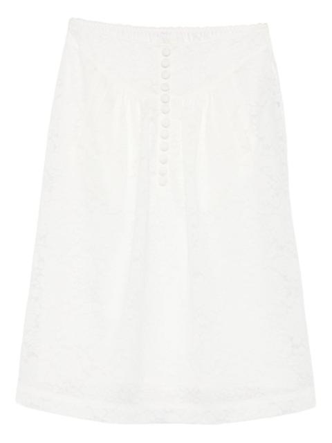 floral-lace midi skirt