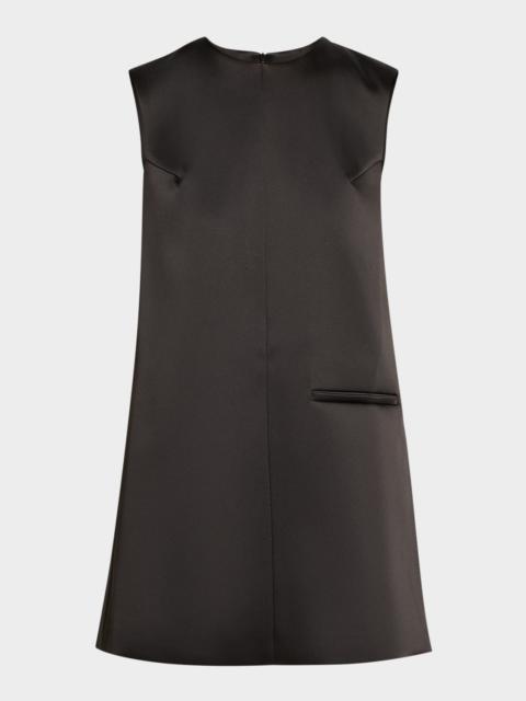 Sculptural Satin Mini Cape Dress