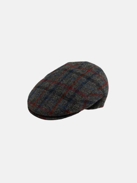 MADE-IN-ITALY GREY WINDOWPANE HARRIS TWEED IVY CAP