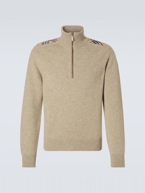 Burberry Check wool and cashmere half-zip sweater