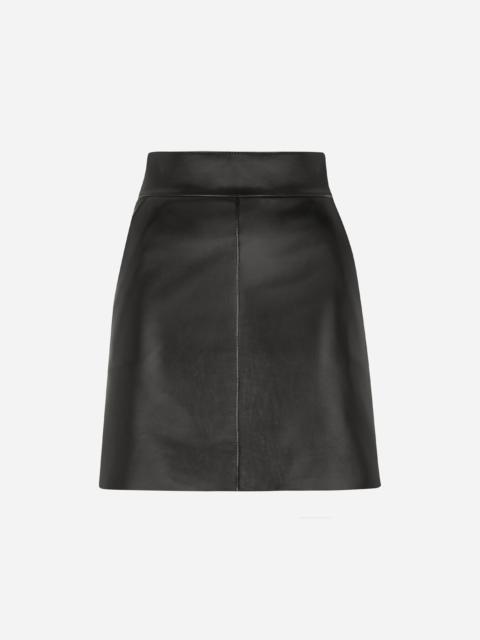 Short leather skirt