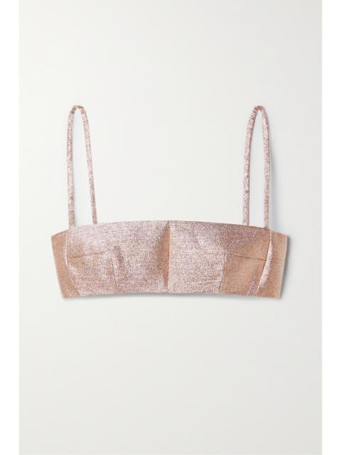 Leya Cropped Lamé Top