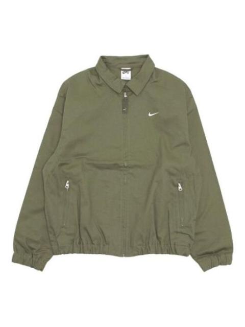 Men's Nike Solid Color Logo Casual Lapel Jacket Green DQ6335-222