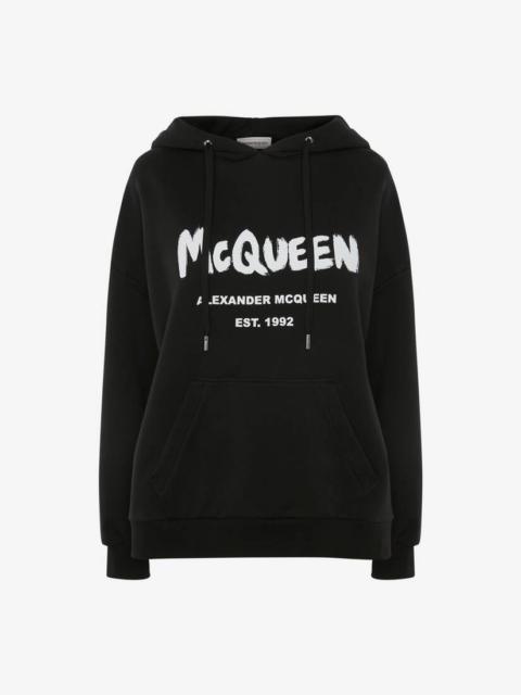 Mcqueen Graffiti Hooded Sweatshirt in Black/white