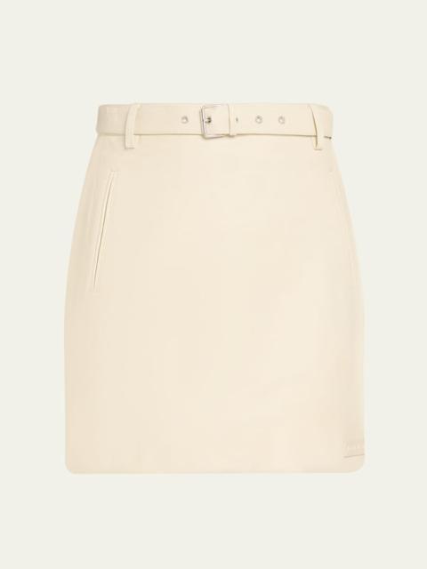 Side Stripe Leather Mini Skirt