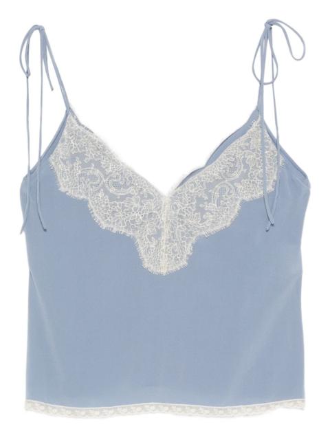 lace-trim V-neck top