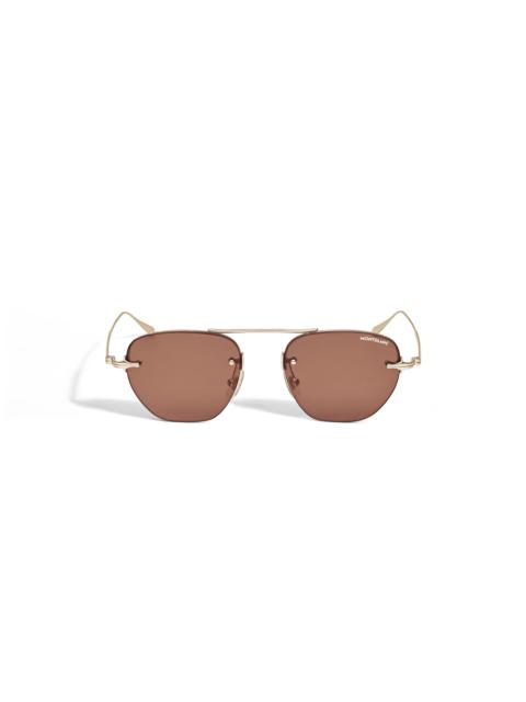 Oval Sunglasses with Gold Coloured Metal Frame
