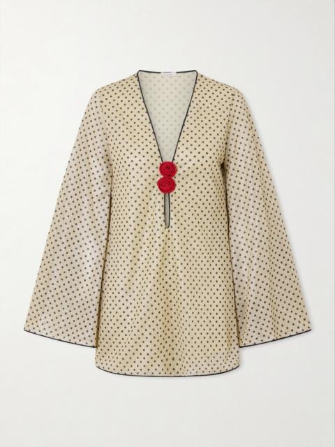 Lumière Appliquéd Polka-dot Lurex Mini Dress