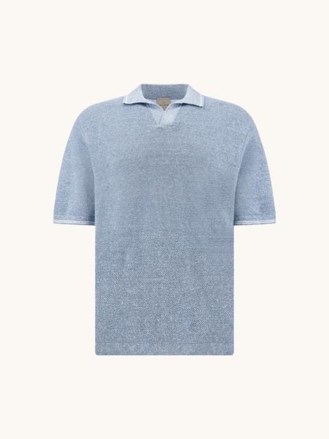 OPEN‑COLLAR POLO IN URUKAI LINEN AND COTTON