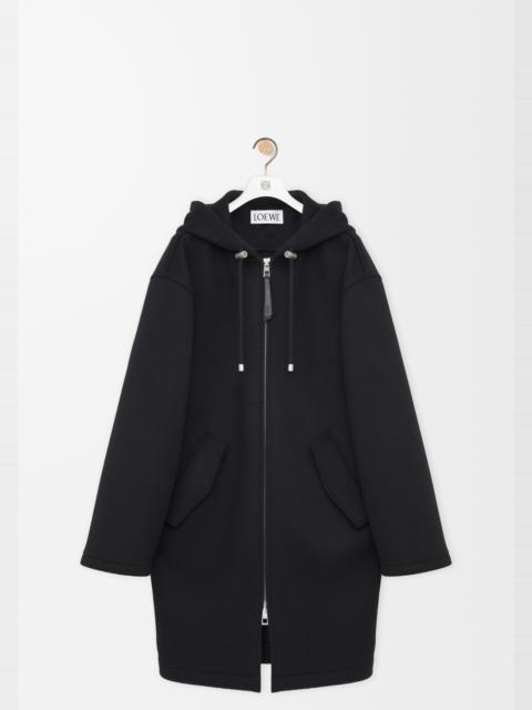 Hooded coat in wool