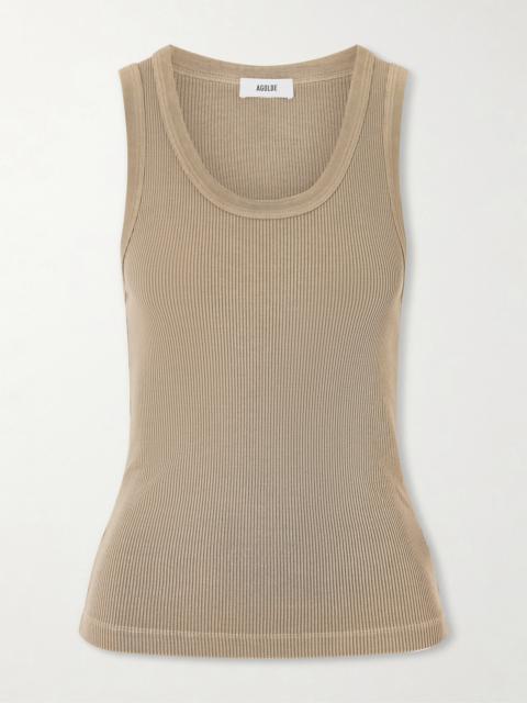 Poppy Ribbed Stretch Organic Cotton And Tencel-blend Jersey Tank