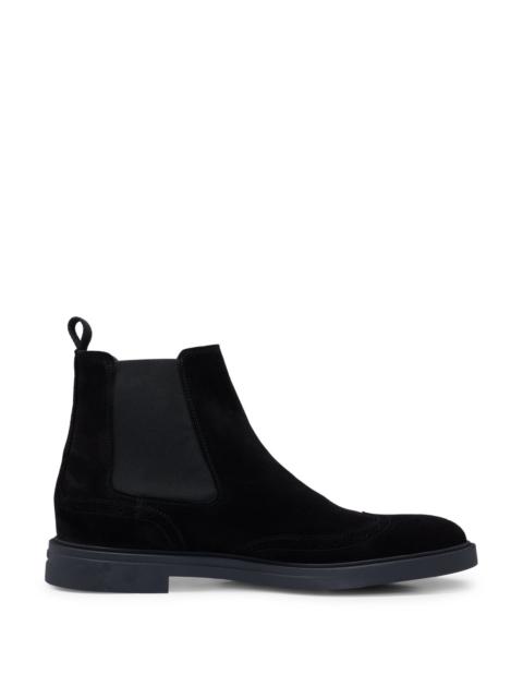 SUEDE CHELSEA BOOTS WITH BROGUE DETAILS