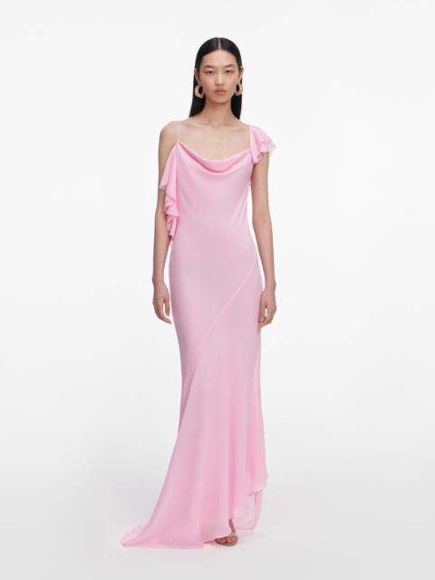 Pink Georgette Frill Maxi Dress