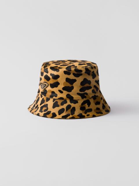 Printed leather bucket hat