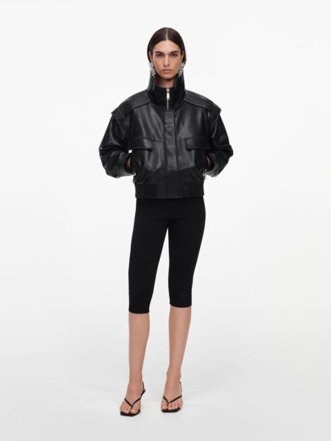Black Faux Leather Bomber Jacket