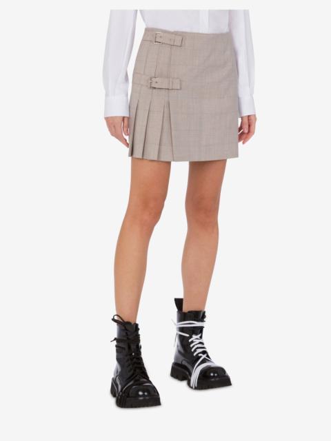 WOOL FLANNEL MINI SKIRT WITH STRAPS