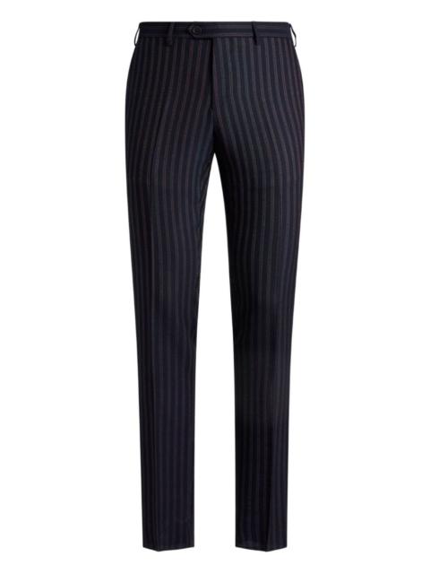 pinstripe wool trousers