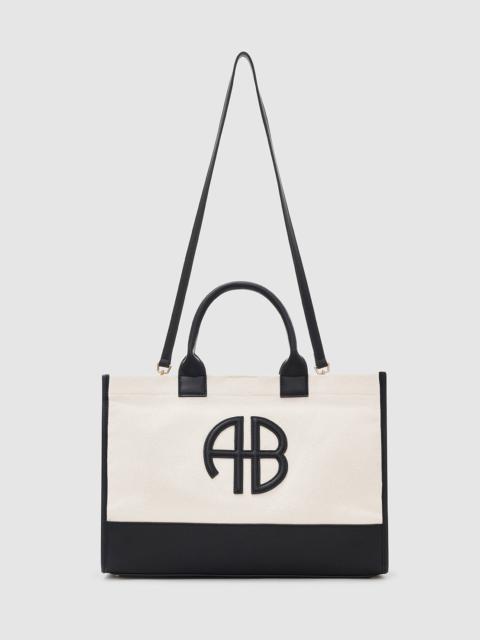 Medium Lara Tote - Natural Canvas With Black