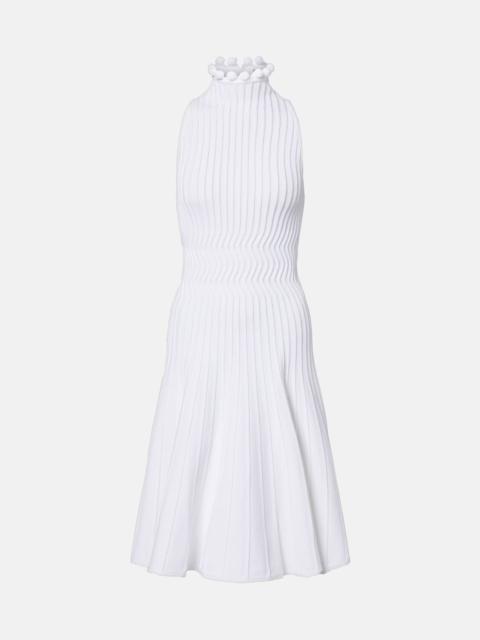 Ribbed-knit turtleneck midi dress