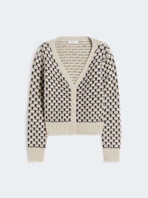Patterned wool and cashmere cardigan - BEIGE