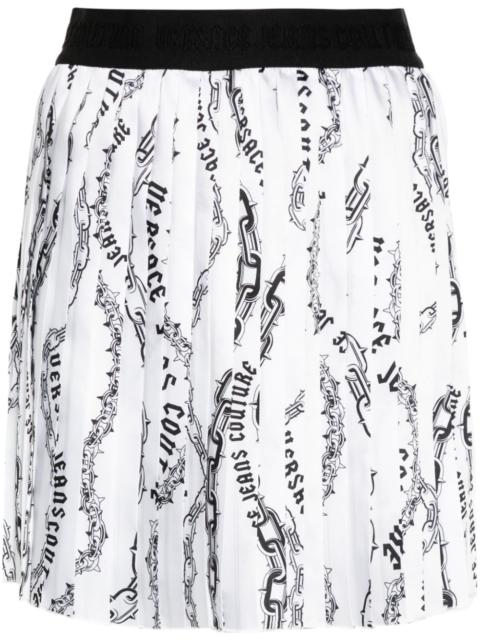 Chain Couture-print pleated skirt