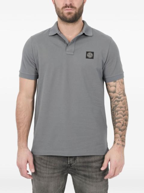 Gris logo patch polo shirt