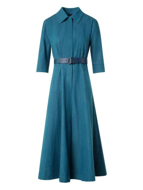 belted collared midi dress