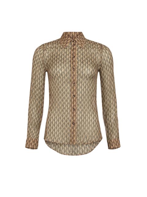 Moon Diamant Silk Crepon Button Up Blouse