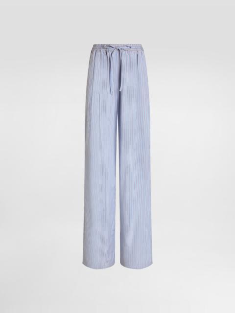 Striped poplin trousers