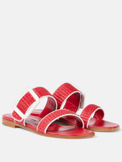 Tituba leather-trimmed raffia sandals