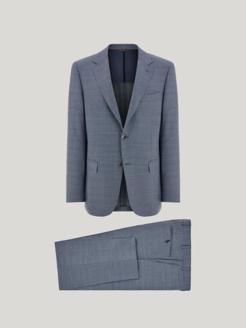 BRIANZA GREEN DENIM-EFFECT WOOL REGULAR-FIT SUIT
