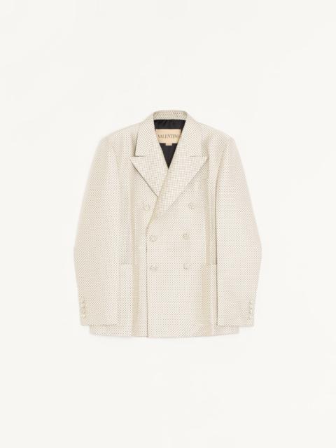 VALENTINO DOUBLE-BREASTED SILK JACKET WITH PLUSDEPOIS JACQUARD PATTERN AND PRESSED CREASE
