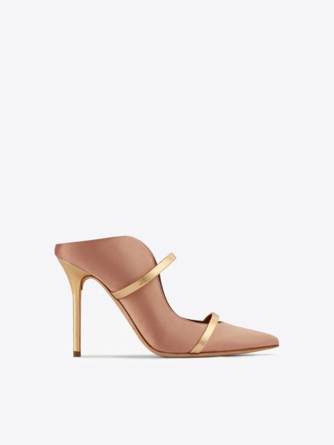 Maureen 100 Blush & Gold Satin Mules