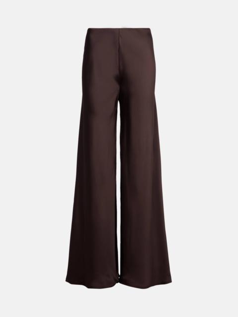 High-rise satin wide-leg pants