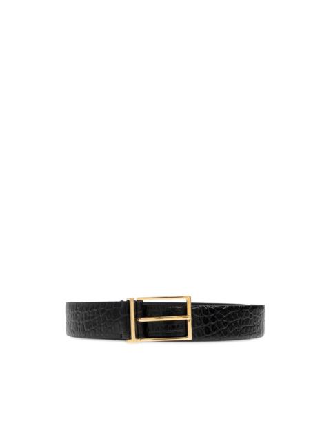 crocodile-effect buckled belt