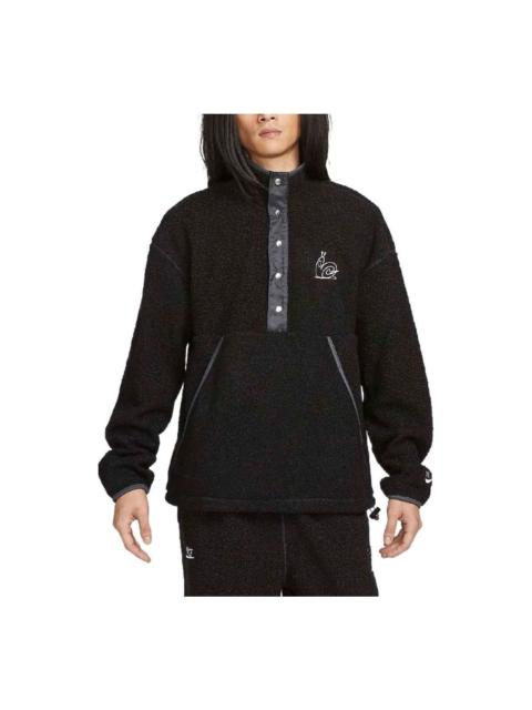 Nike Sportswear Snap Button Pullover Fleece Sweater 'Black' DQ4194-097