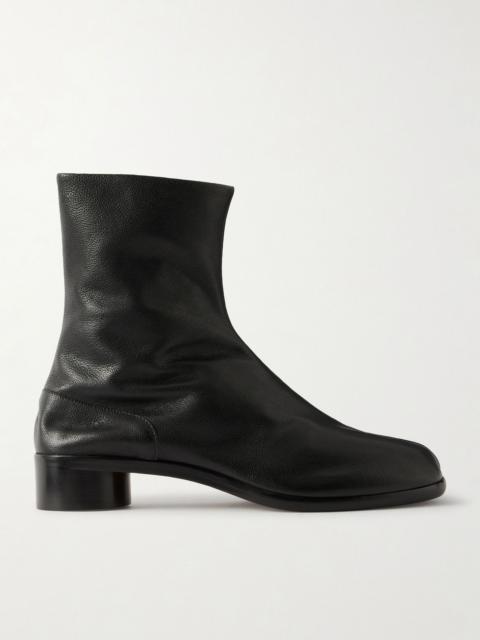 Tabi Split-Toe Textured-Leather Ankle Boots Black