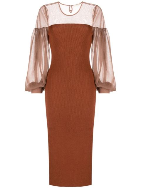 Milla sheer-panelling ribbed dress