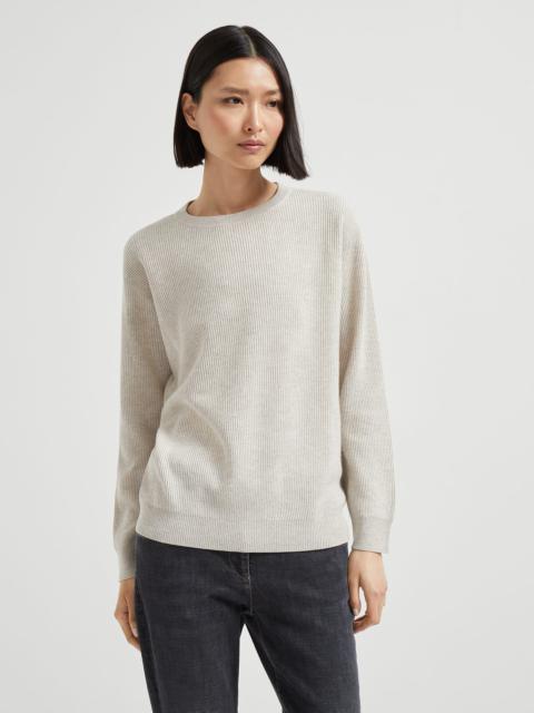 Cashmere English rib sweater with monili