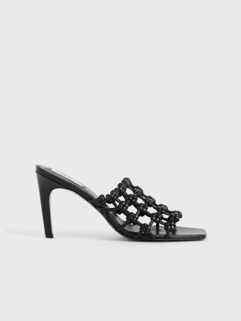 Braided-leather bandeau mules black