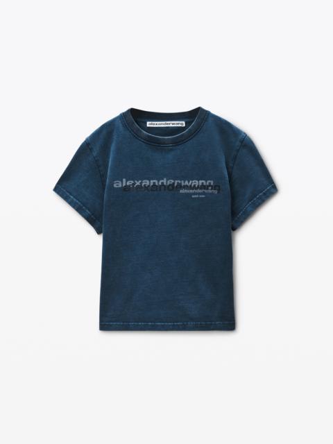 Navy Cotton Shrunken Logo Tee