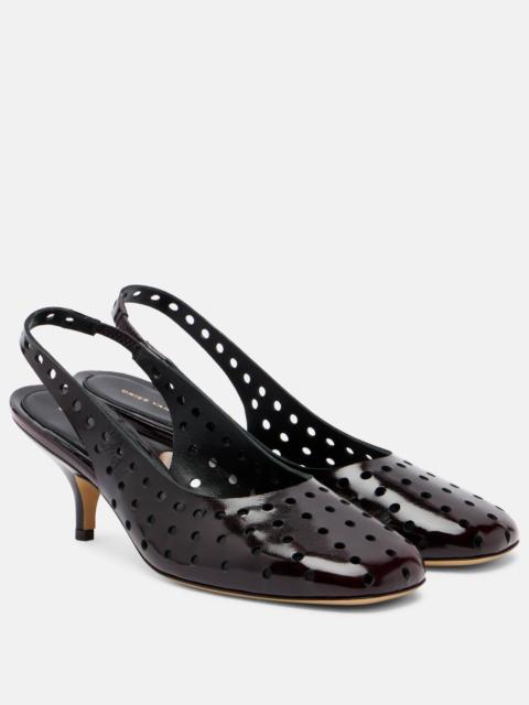 65 perforated leather slingback pumps
