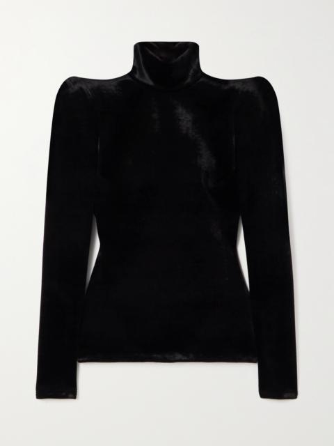 Stretch-velvet Turtleneck Top