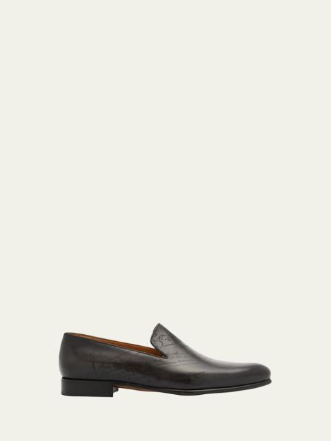 Men's Cursive Galet Scritto Leather Loafers
