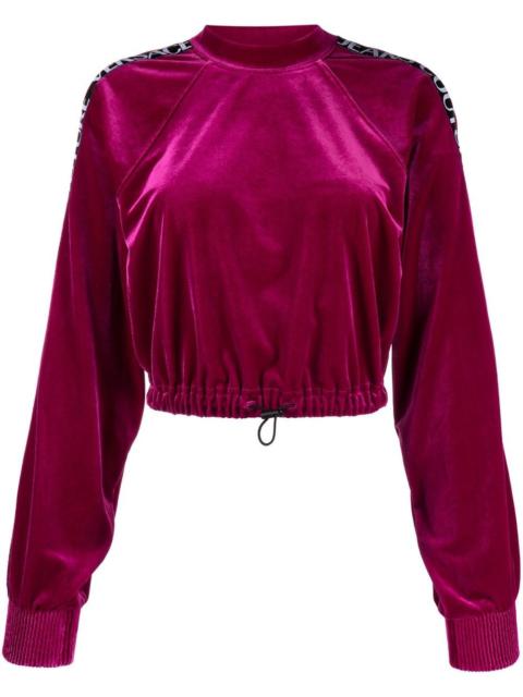 logo-trim velour sweatshirt