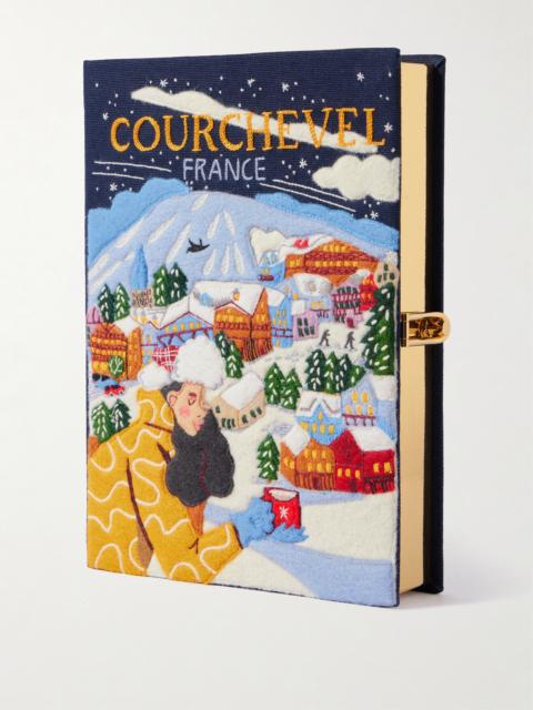Courchevel Embroidered Appliquéd Canvas Clutch