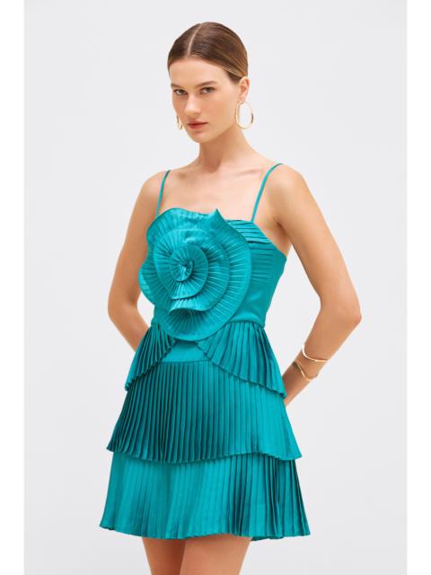 DREAM SATIN FLOWER MINI DRESS